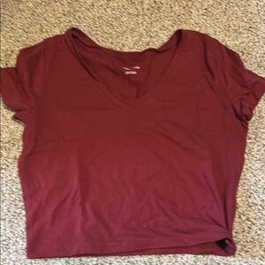 Women's V-Neck Maroon Top